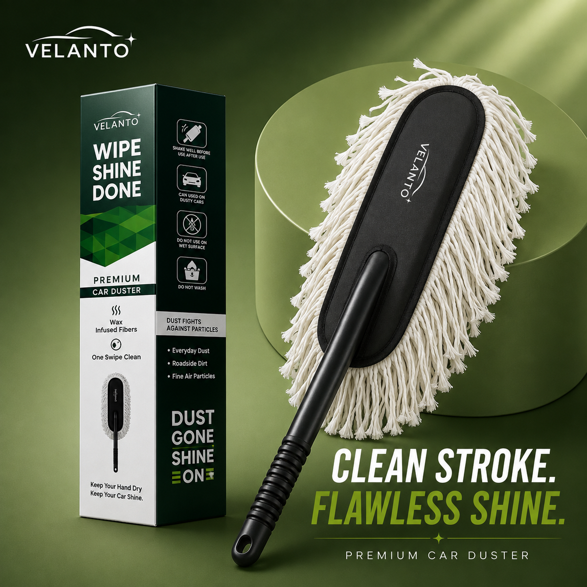Car Duster with Microfiber Towel Combo | Paraffin Wax Infused Cotton Strands