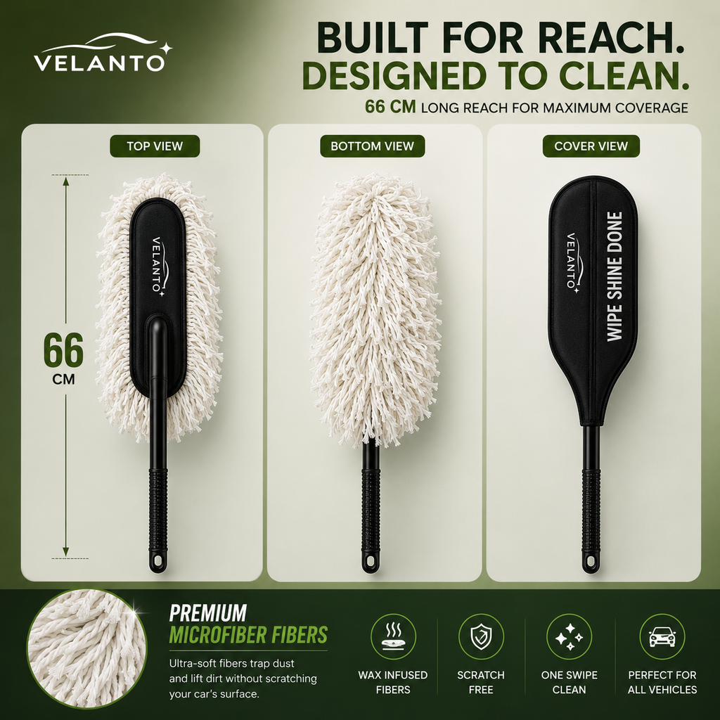 Car Duster with Microfiber Towel Combo | Paraffin Wax Infused Cotton Strands