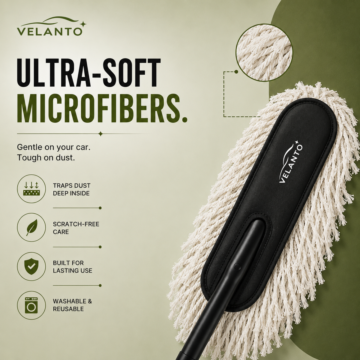 Car Duster with Microfiber Towel Combo | Paraffin Wax Infused Cotton Strands