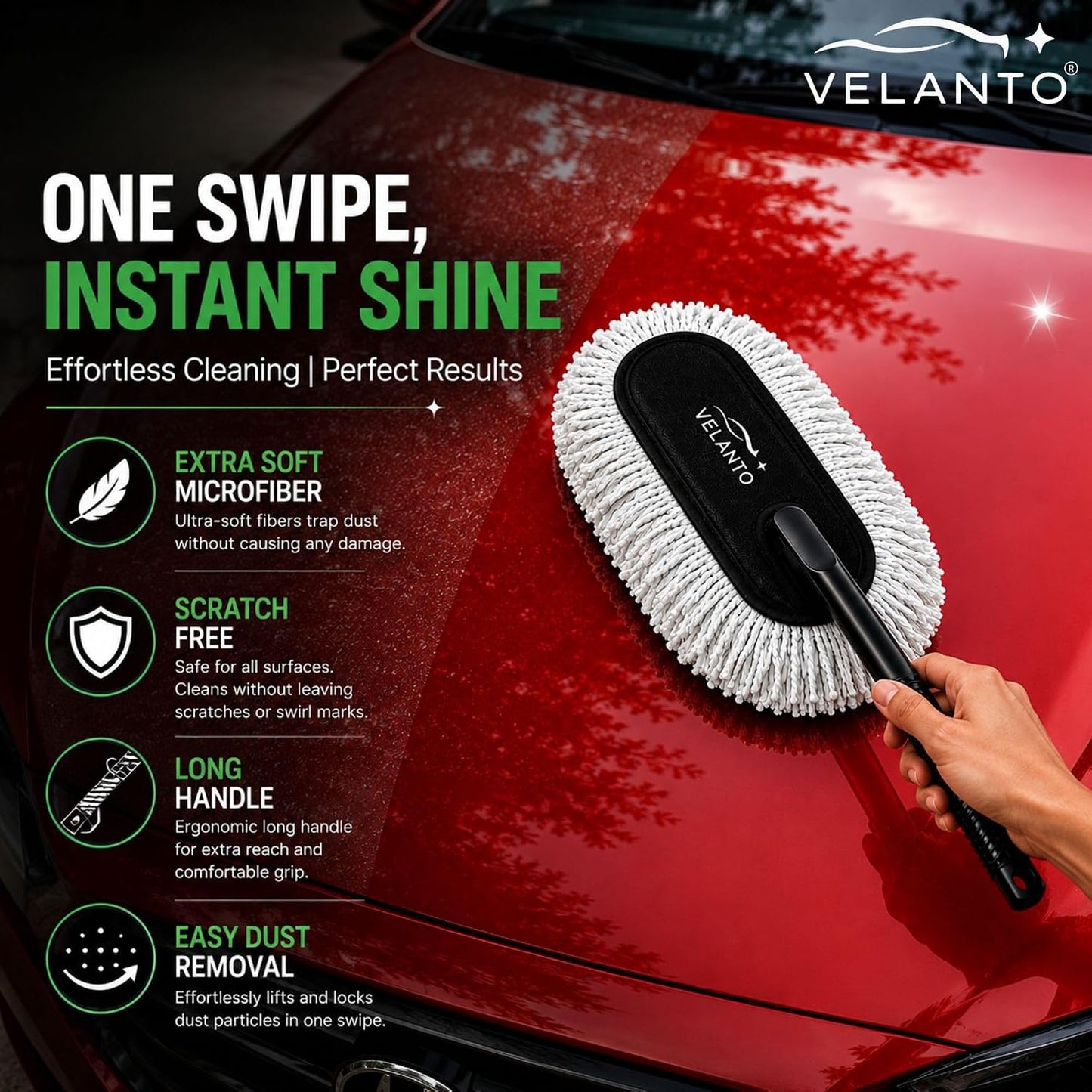 VELANTO Premium Car Duster Combo | Scratch-Free Cleaning with Ultra Soft Microfiber Towel