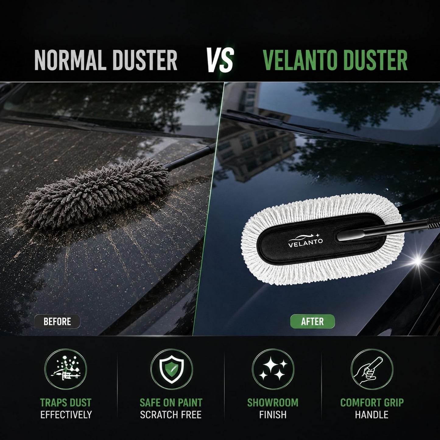 VELANTO Premium Car Duster Combo | Scratch-Free Cleaning with Ultra Soft Microfiber Towel