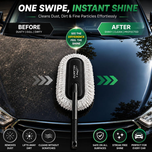 VELANTO Premium Car Duster Combo | Scratch-Free Cleaning with Ultra Soft Microfiber Towel