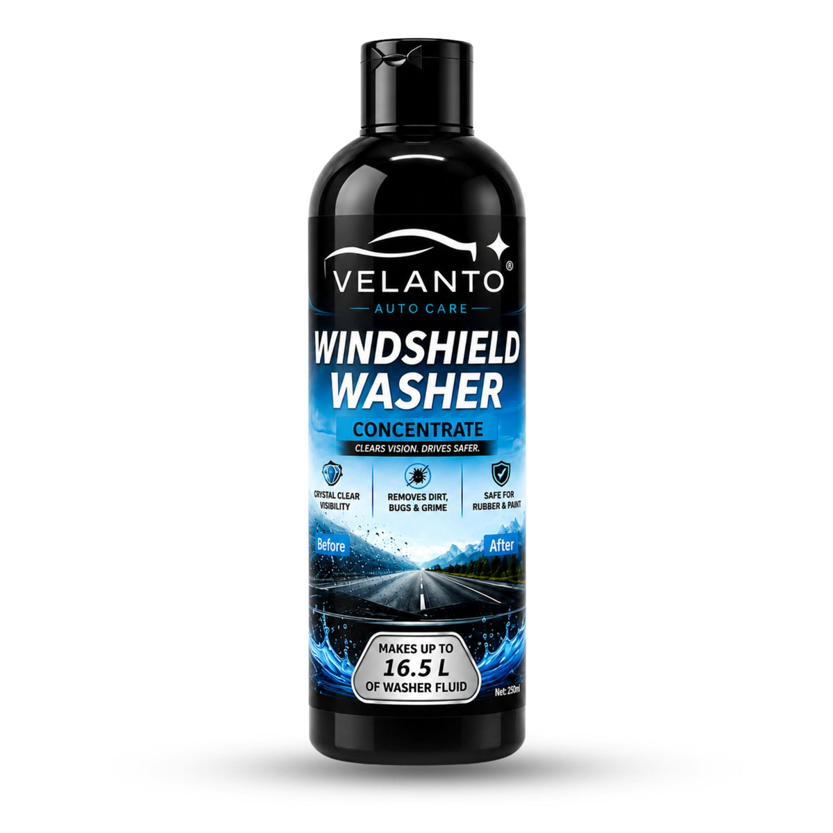 VELANTO Windshield Water Concentrate 500ml - Use Only 20ml Per Liter